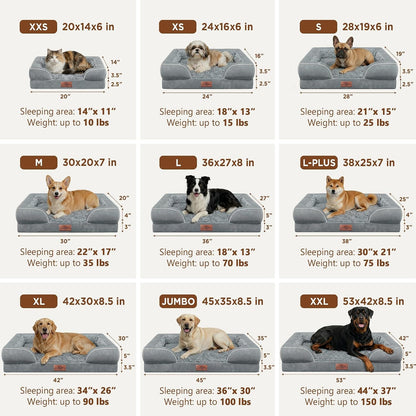 Comfort Expression Orthopedic Dog Bed for Extra Large Dogs with Bolster | Waterproof Dog Couch Bed with Washable Cover & Non-Slip Bottom, Supportive Egg Crate Foam XL Pet Bed, 42X30 Inch8