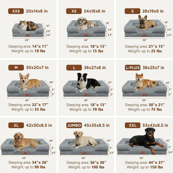 Comfort Expression Orthopedic Dog Bed for Extra Large Dogs with Bolster | Waterproof Dog Couch Bed with Washable Cover & Non-Slip Bottom, Supportive Egg Crate Foam XL Pet Bed, 42X30 Inch8