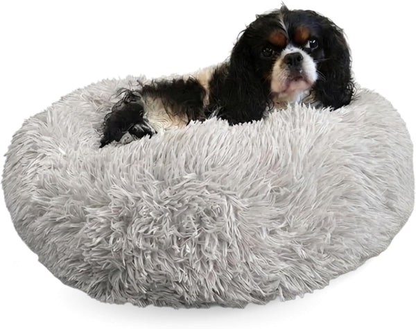Active Pets Premium Medium Donut Dog Bed, Fits up to 45 Lbs, Machine Washable Cushion, Plush Long Pile Faux Fur Fabric, Portable Beige Pet Bed Furniture for Puppies Adult Canines & Cats16