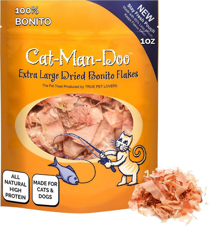 Cat-Man-Doo | Bonito Fish Flakes | 1 Oz.Bag | Healthy, Single Ingredient, High Taurine, High Protein Cat Treat, Dog Treat, Food Topper, Premium Quality, Wild Caught Bonito1