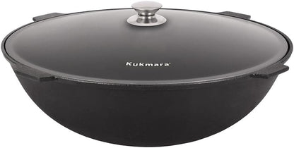 Cast Iron Asian Cauldron with Lid 12.7 Qt (12 L) Camp Fire Cooking Pot, Cast Iron Kazan for Making Pilaf, Dutch Oven Pot, Outdoor Camping Cookware, Induction Safe, Black1