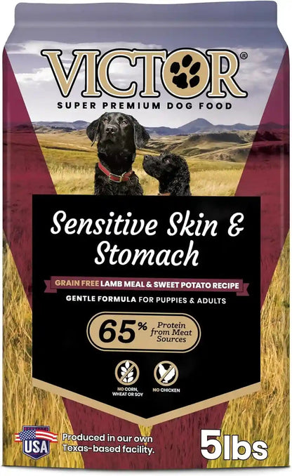 VICTOR Super Premium Dog Food — Sensitive Skin and Stomach — Salmon Meal & Brown Rice Recipe Dry Kibble — Gluten Free, No Chicken, Ideal for Dogs with Allergies — Adult and Puppy Food, 5 Lb13