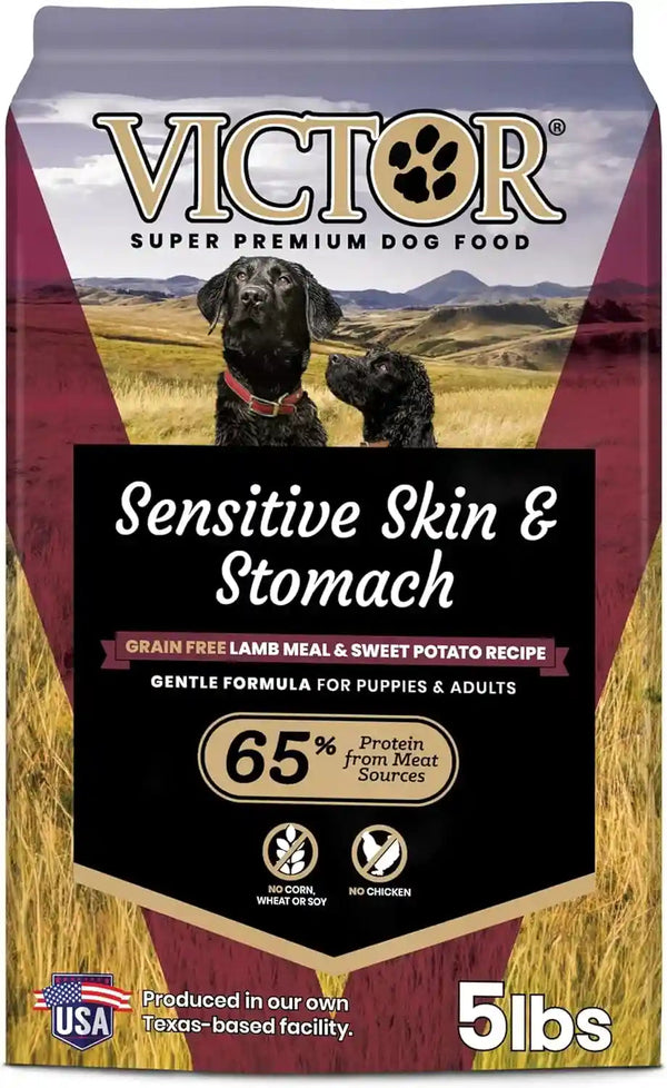 VICTOR Super Premium Dog Food — Sensitive Skin and Stomach — Salmon Meal & Brown Rice Recipe Dry Kibble — Gluten Free, No Chicken, Ideal for Dogs with Allergies — Adult and Puppy Food, 5 Lb13