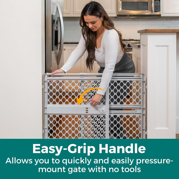 MYPET Universal Pet Gate: 26” - 42” Wide Dog Gate for Doorways with Pressure Fit or Swinging Door Hardware Mounting Types Included: 26" Tall; Gray3