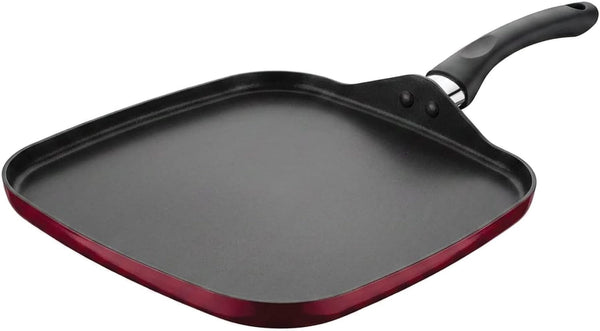 20-Piece Ceramic Metallic Cookware Set, Nonstick - Ruby | 20-Piece Cookware Set with Ceramic Nonstick Interiors, Glass Lids, Utensils, Strainer, Pads, and Griddle Pan.8