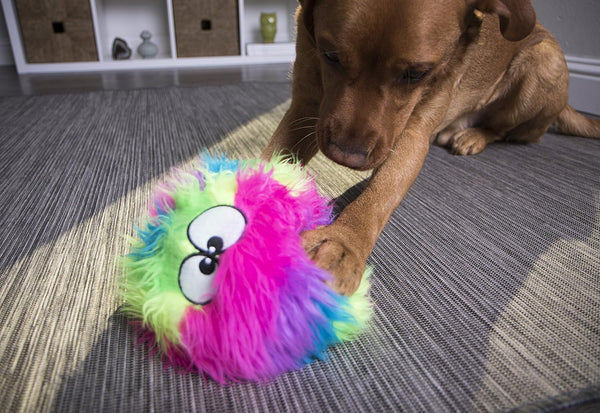 Godog Furballz Squeaky Plush Ball Dog Toy, Chew Guard Technology - Rainbow, Large8