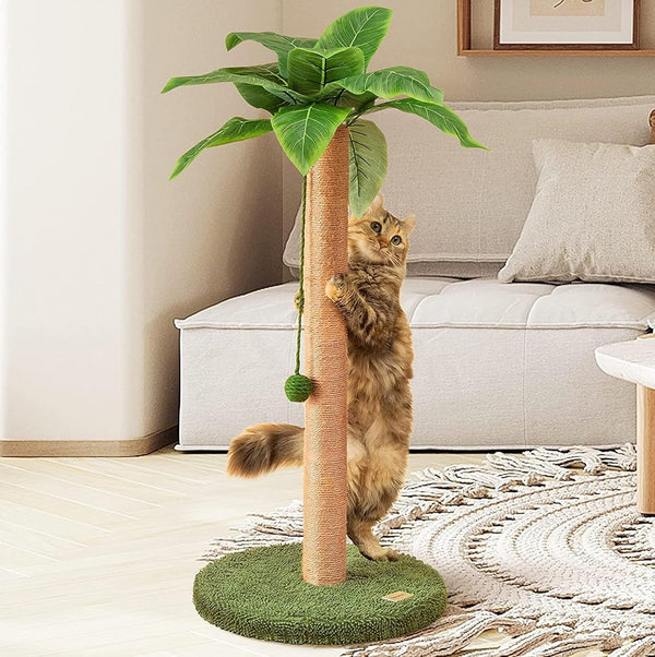 Meowoou Cat Scratching Post 33 Inch Tall Cat Scratcher for Indoor Cats Adults,Small Cat Tree Tower Sisal Rope Kitten Scratch with Interactive Hanging Ball1