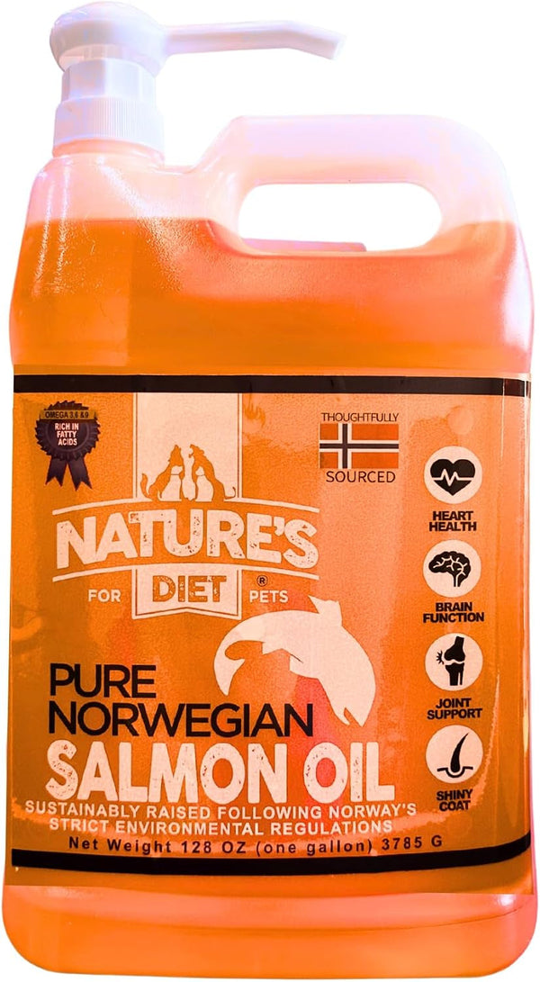 Nature'S Diet Pet 32 Oz Norwegian Salmon Oil Dogs & Cats - Natural Support for Joint Function Immune Heart Health Appetite Skin & Coat Omega 3 6 9 Liquid Food Topper EPA DHA Fatty Acids8