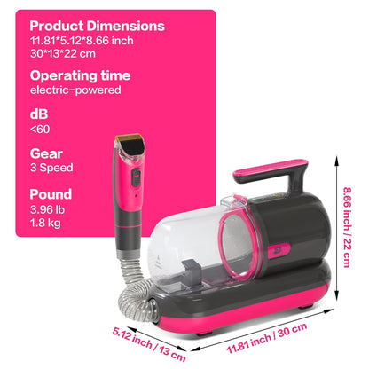 Dog Grooming Vacuum Kit with Clippers and Nail Grinder, 1.2L Pet Grooming Vacuum for Shedding, Low-Noise Dog Hair Vacuum with Grooming Brush for Home Cleaning Grooming,Dyson-Style Gray7
