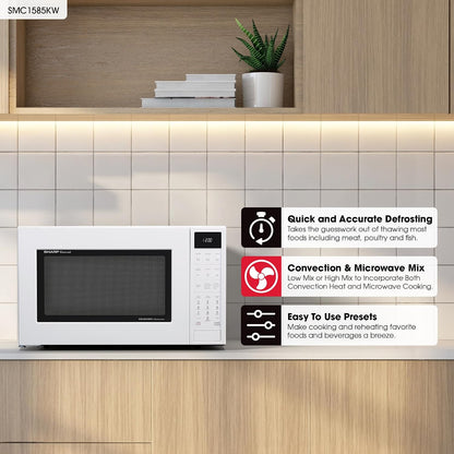 SMC1585KW Convection Countertop Microwave Oven with Removeable 15.4" Carousel Turntable, 1.5 Cubic Feet, 900 Watt, Sensor Cooking, White | 1.5 Cubic Feet, 900 Watt, Removeable 15.4" Carousel Turntable, Sensor Cooking2