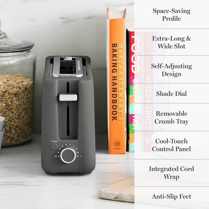 2 Slice Long Slot Toaster, Extra Wide, Caviar Gray | 10 Shade Settings, 10” Wide Slot, Sourdough, Bagels, Artisan Bread & Waffles, Smart Centering, Removable Crumb Tray10