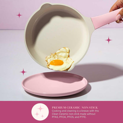 Ceramic Nonstick Pots and Pans, Cookware Set, Cast Aluminum with Dual Layer Non Stick Coating, Made without PFAS PFOA PFOS and PTFE, Dishwasher Safe, 10-Piece, Pink4