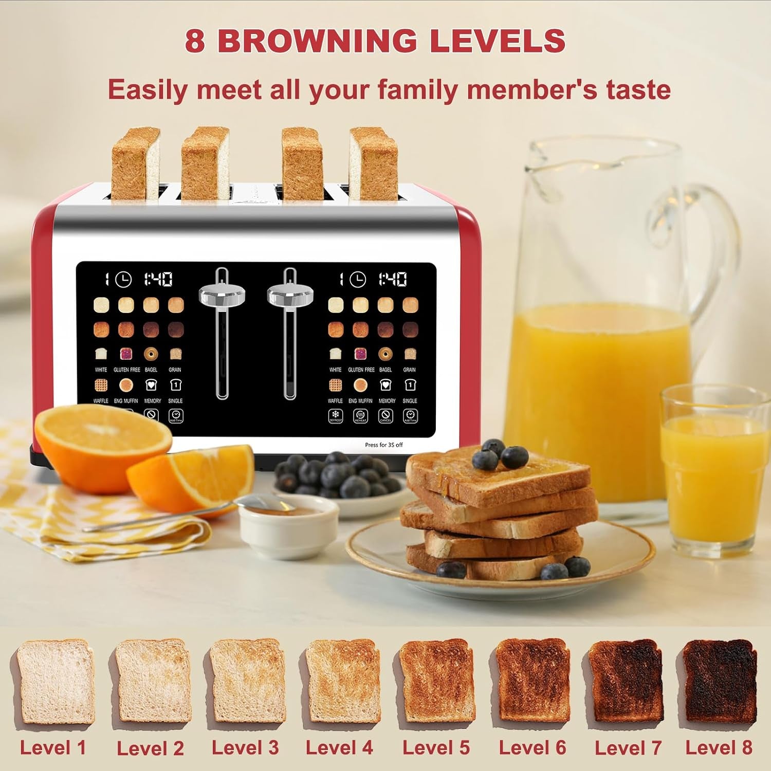 4-slice-toaster-touch-screen-stainless-steel-toasters-digital-timer-dual-control-panel-toasters-8-shade-settings-6-bread-types-for-bagel-cancel-defrost-1650w-red