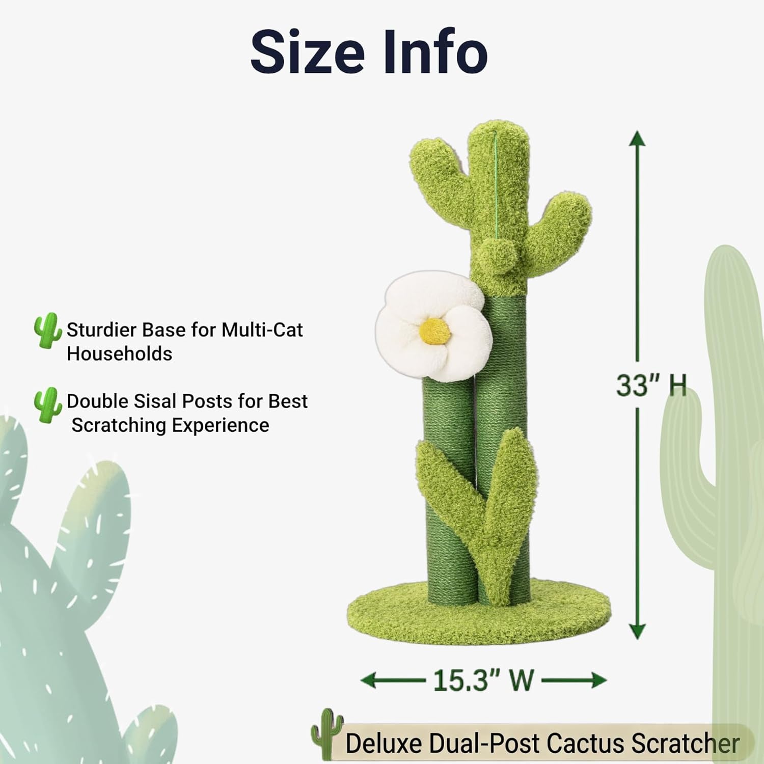 happi-n-pets-33-tall-cactus-cat-scratching-post-for-large-cats-heavy-duty-double-scratch-posts-with-flower-crinkle-leaves-cactus-cat-tree-with-2-bonus-toy-catnip-green-stable-scratching-post
