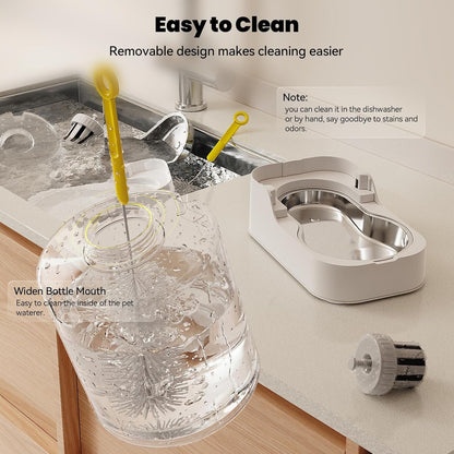 JUNSPOW Automatic Cat Water Dispenser with Stainless Steel Bowl | Dog Water Bowl Dispenser Adjustable Water Dispensing, Auto Pet Waterer for Cats and Dogs6