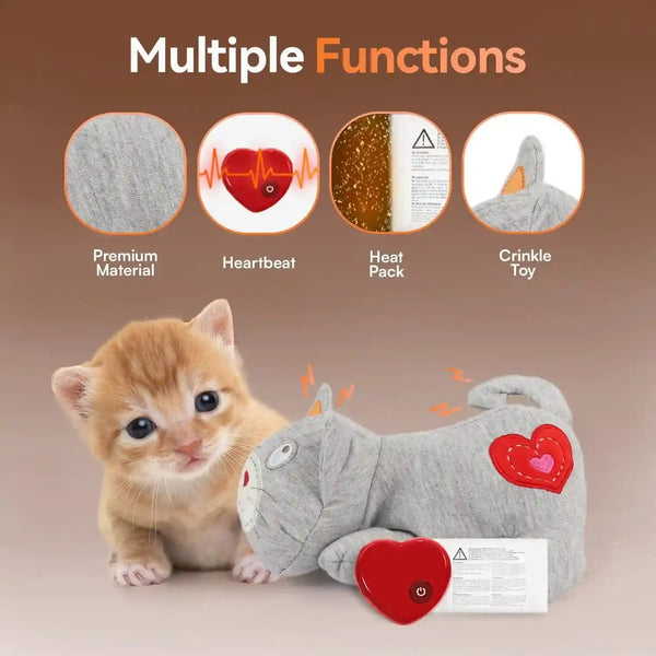 ALL for PAWS Heartbeat Cat Plush Toy – Calming Kitten Companion with Realistic Heartbeat, Anxiety Relief for Indoor Cats Dogs Pets3