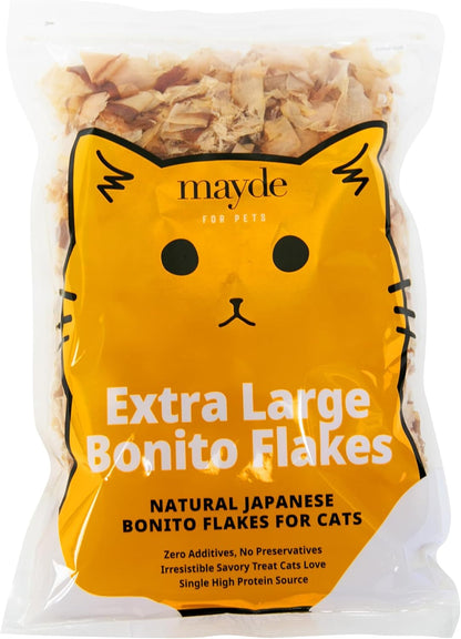 Mayde Bonito Flakes for Cats & Dogs - 100% Natural High-Protein Fish Treats for Cats & Dogs - Extra Large Dried Bonito Flakes - 4 Oz Bag1