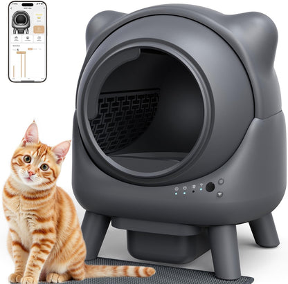 Automatic Litter Box, FEELNEEDY Self Cleaning Litter Box, Odor Control Robot, Cat Ears Design, 65L APP Real-Time Monitor, Cat Litter-Boxs for Multiple Cats, Safety Sensors, with 1 Trash Bag1