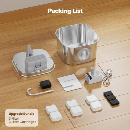Cat Water Fountain Stainless Steel: Pet Fountains for Cats/Dog Indoor Automatic Waterer Bowls for Drinking Small Animal Water Dispenser Metal Pets Watering Faucet Bottle Auto Kitty Watering Supplies9