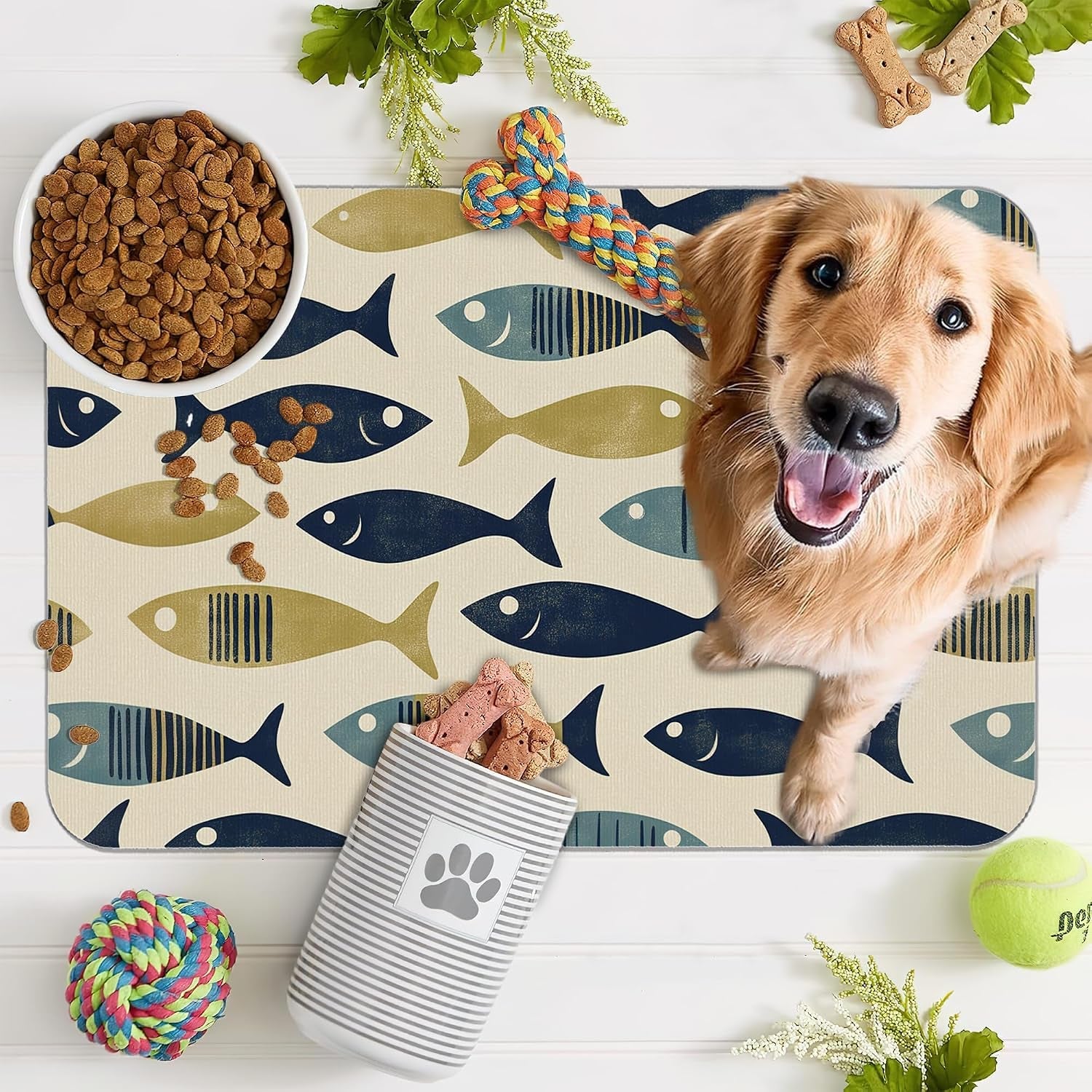 fish-boho-dog-food-mat-for-floors-ocean-absorbent-quick-dry-pet-feeding-mat-cat-dog-bowl-mats-for-food-and-water-non-slip-pet-accessories-supplies-12x20