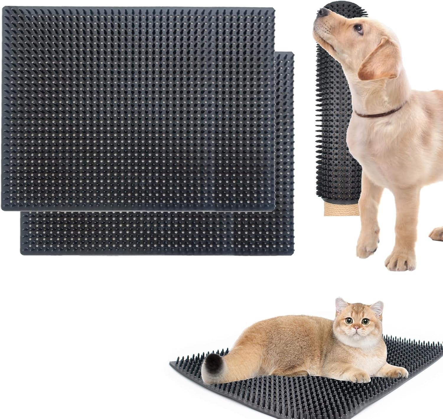 2-pcs-dog-scratching-post-pad-14-2-x-11-8-inch-36-x-30-cm-pvc-dog-back-scratcher-soft-touch-itch-relief-pad-massage-bed-massage-brush-for-wooden-stake-wall-sofa-ground