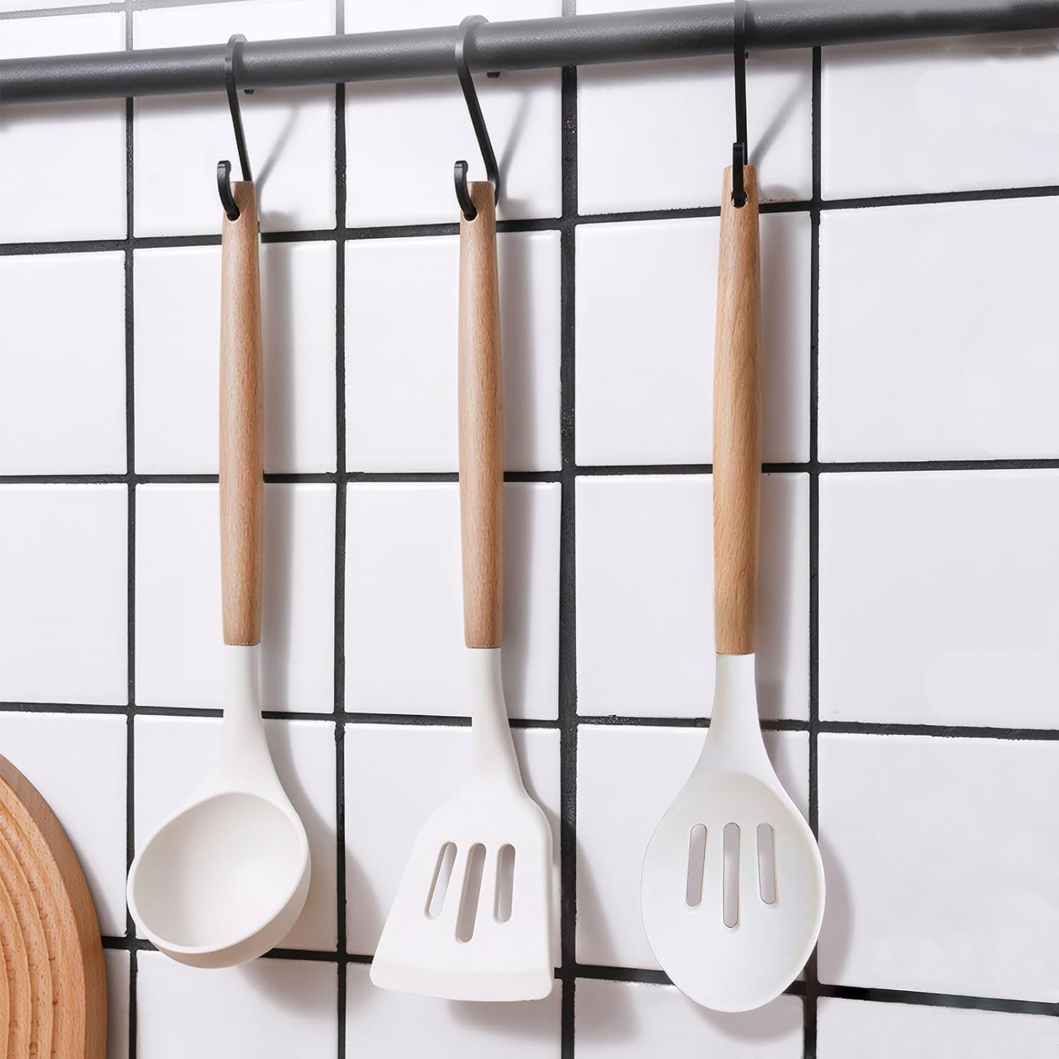 kitchen-cooking-utensils-set-6pcs-non-stick-silicone-kitchen-utensils-spatula-spoon-turner-ladle-pasta-server-heat-resistant-wooden-handle-silicone-cooking-gadgets-sets-for-cookware-baking