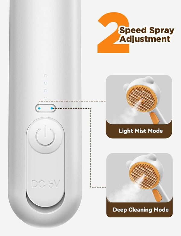 Pet Steam Brush for Dogs & Cats, Brushes for Indoor Cats with Release Button, Undercoat Removal Grooming Brush, Dual Spray USB Rechargeable, Dog Brush for Shedding for All Long- and Short-Haired Pets5
