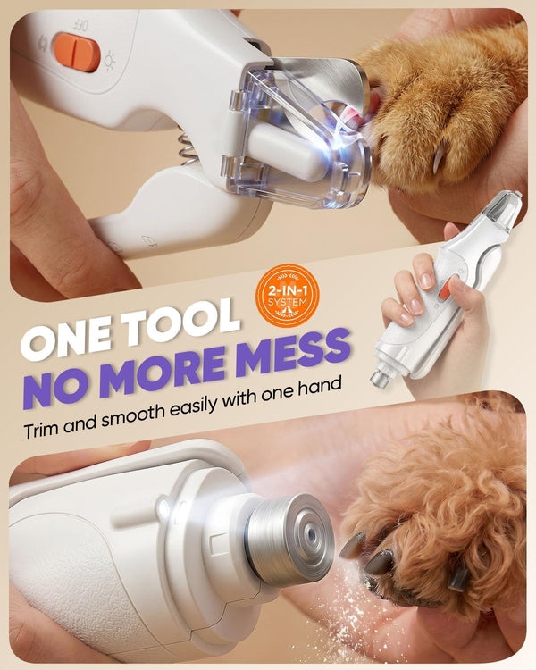 CATPICK 2-In-1 Cat Nail Clippers & Dog Nail Clippers Trimmers for Large Medium Small Dogs Cats Claw Trimmer Quick Sensor and Safety Guard USB Rechargeable with 2 LED Lights Dogs Nail Trimmer2