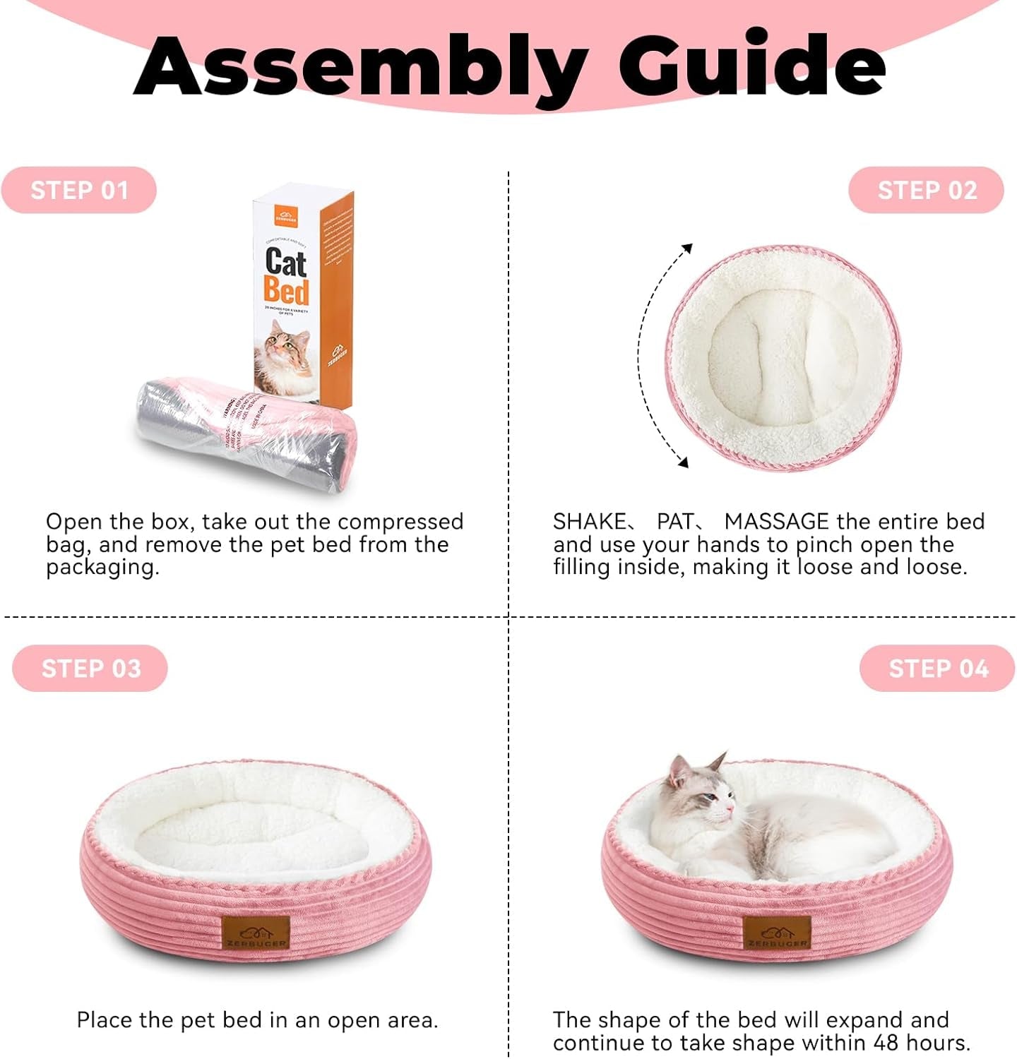 zerbuger-20in-washable-cat-beds-for-indoor-cats-round-donut-pet-bed-for-cats-small-dogs-puppy-kitten-anti-slip-bottom-calming-bed-gift-pink