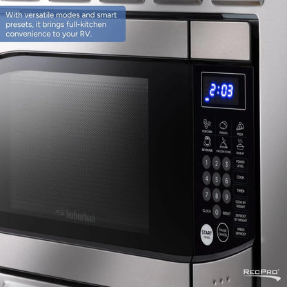 0.9 Cu. Ft. RV Microwave Stainless Steel | 900W, 10 Power Levels, 6 Express Cook Presets, Instant Start, Child Safety Lock, Removable Glass Turntable7