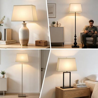 Rectangle Lamp Shades Set of 2, Top 7"X12.5",Bottom 9"X15",Height 10",White | Square Large Lampshades for Table Lamps Floor Lamps, Spider, Harp Holders Included, Natural Linen Replacement, Easy Assembly6
