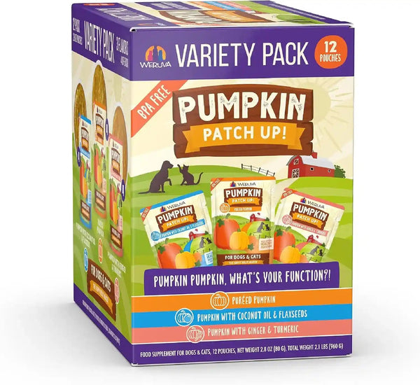 Weruva Pumpkin Patch Up!, Pumpkin Puree Pet Food Supplement for Dogs & Cats, 2.80Oz Pouch (Pack of 12)12
