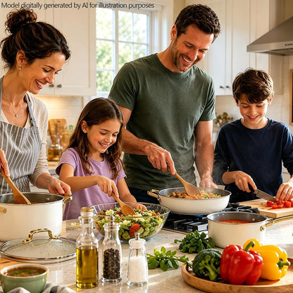 White 10 Piece Ceramic Cookware Set | Pots Pans for Family Meals | Include Saucepan, Saute Pan, Stockpot, Frying Pans, Oven Safe to 480°F, Dishwasher Safe, Non-Toxic PFAS Free, Induction Bases3