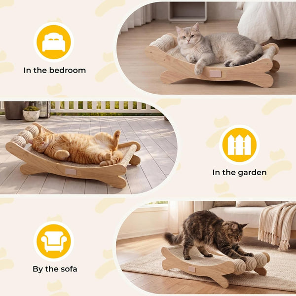 Sisal Cat Scratchers for Indoor Cats - 26.2" Large Cat Scratching Board, Wooden Cat Bed with Scratch Pad, Modern Cat Furniture for Lounging/Sofa Protector7