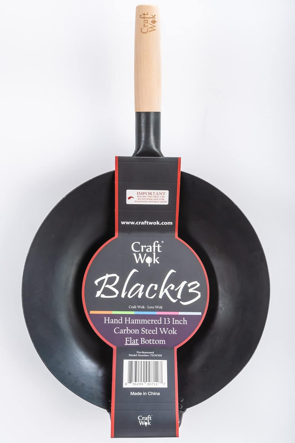 black13-flat-pre-seasoned-hammered-carbon-steel-wok-with-wooden-and-steel-helper-handle-13-inch-flat-bottom