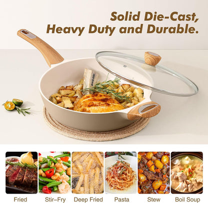 Ceramic Nonstick Frying Pan Skillet with Lid, 12 Inch Large Deep Frying Pan, 5 QT Saute Pan, Induction Pan, Healthy Non Toxic Cooking Pan with Helper Handle, PFOA PFAS PTFE Free5