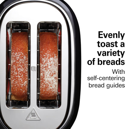 Extra-Wide Slot 2 Slice Toaster with Bagel & Defrost Buttons | Browning Control with 7 Shades | Auto Shutoff | Toast Boost | Slide-Out Crumb Tray | Black & Stainless Steel | 22633G2