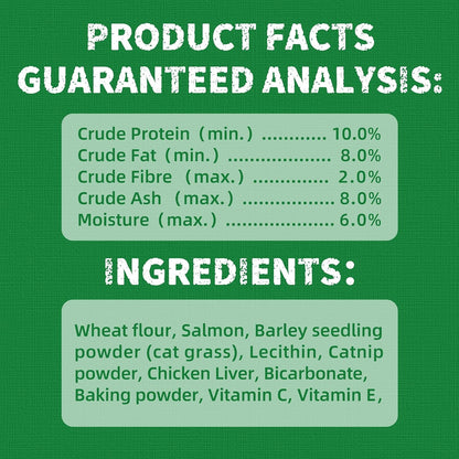 Just Try 14 OZ Cat Grass Treats for Indoor Cats Hairball Control | Salmon Flavor,Dental Care,Catnip for Cats,Crunchy Kitten Snacks,Training Biscuits6