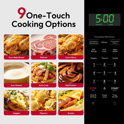 30" Over-The-Range Convection Microwave Oven Combo, 2-In-1 over the Stove Microwave & Oven, 1.5 Cu.Ft, One-Touch Cook, 300 CFM Exhaust Vent & LED Light for Kitchen & RV7