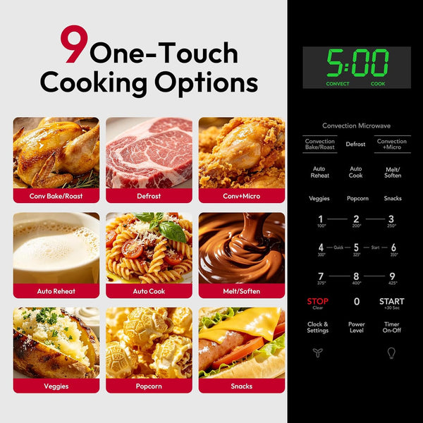 30" Over-The-Range Convection Microwave Oven Combo, 2-In-1 over the Stove Microwave & Oven, 1.5 Cu.Ft, One-Touch Cook, 300 CFM Exhaust Vent & LED Light for Kitchen & RV7