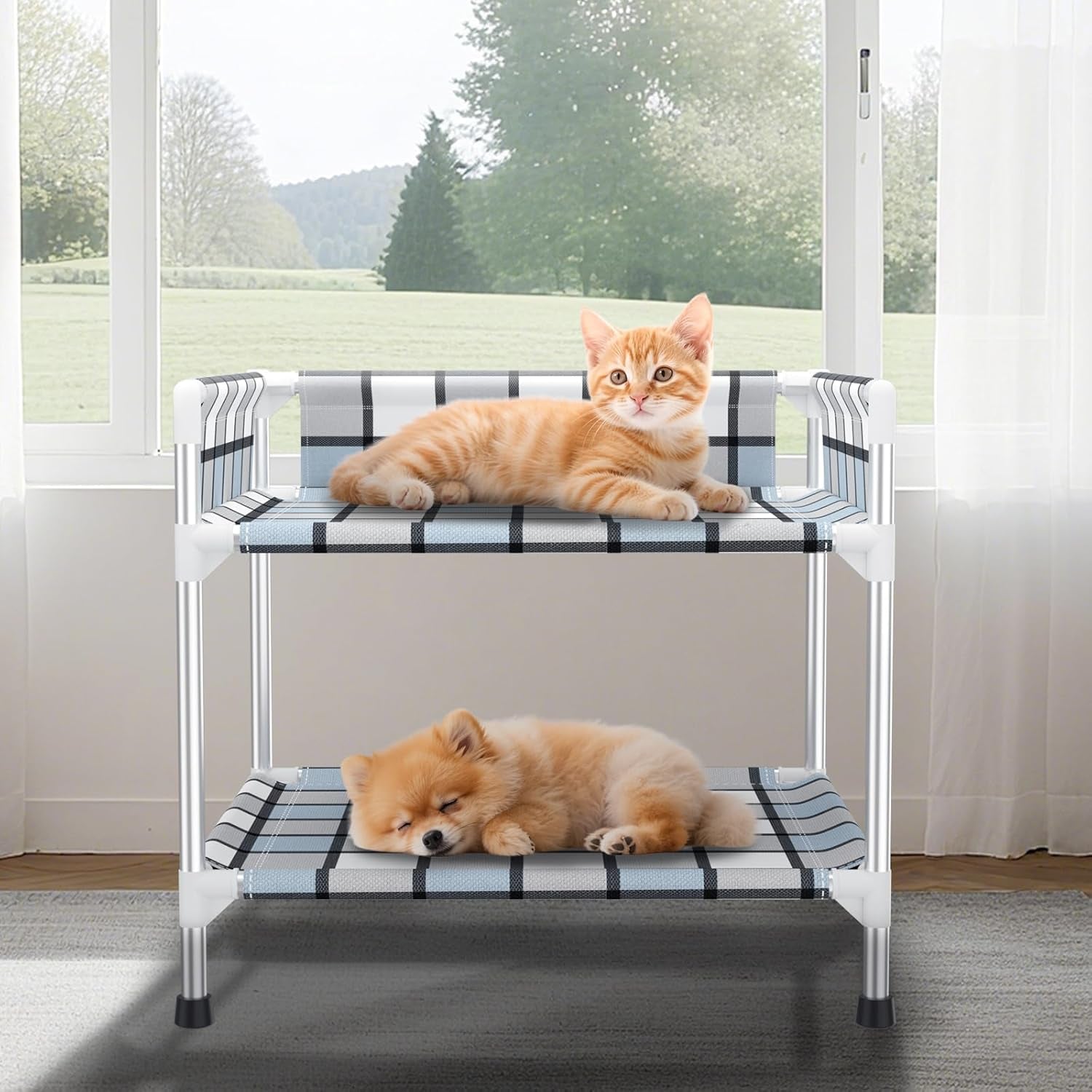 bedside-dog-bunk-bed-with-guardrail-2-layers-window-perch-sleeper-dogs-cot-2-tier-bedside-sleeper-with-3-fence-double-elevated-human-dog-bed-for-multi-pet-households-medium