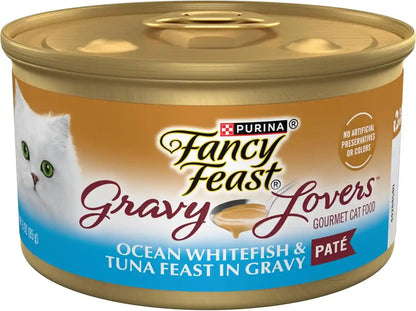 Purina Fancy Feast Gravy Lovers Ocean Whitefish and Tuna Feast Pate in Wet Cat Food Gravy - (Pack of 24) 3 Oz. Cans1