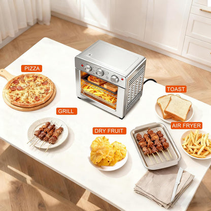 Air Fryer Toaster Oven Combo, 16.9QT Oven Countertop 5 Functions in 1, 4 Accessories Included, Stainless, up to 450°F4