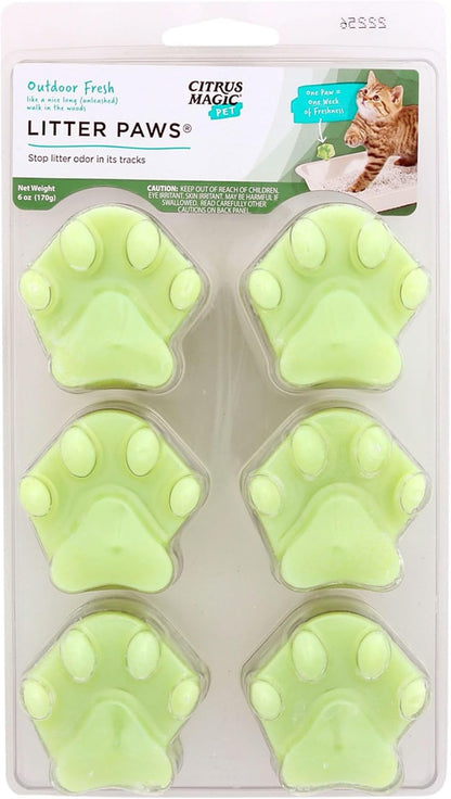 Citrus Magic Pet Odor Control Paws for Litter Boxes, Outdoor Fresh, 6-Count, 6 Count (Pack of 1)1