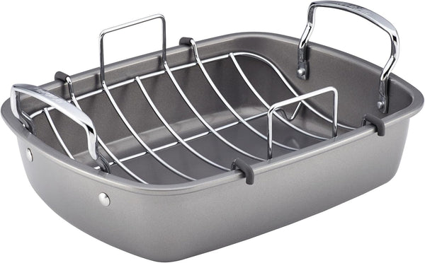Total Bakeware Nonstick Roaster, Roasting Pan with Rack, 17-Inch X 13-Inch, Gray1