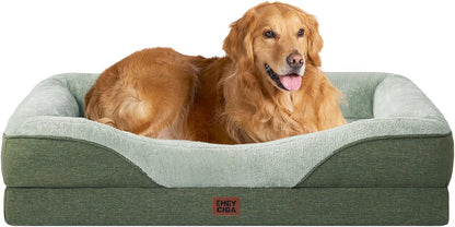 EHEYCIGA Orthopedic XL Dog Bed for Large Sized Dog, 42X30 Inch Extra Large Memory Foam Dog Couch Bed with Sides, Waterproof Liner & Washable Removable Cover, Bolster Pet Sofa, Grey28