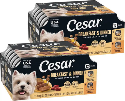 Cesar Wet Dog Food Classic Loaf in Sauce Grilled Chicken, Filet Mignon, Porterhouse Steak, Beef, Chicken & Liver and Turkey Variety Pack 3.5 Oz. Easy Peel Trays (36 Count, Pack of 1) | Made in USA, Real Meat #1 Ingredient, No Fillers or Artificial Flavors, Formulated without Grains, Easy Peel Trays19