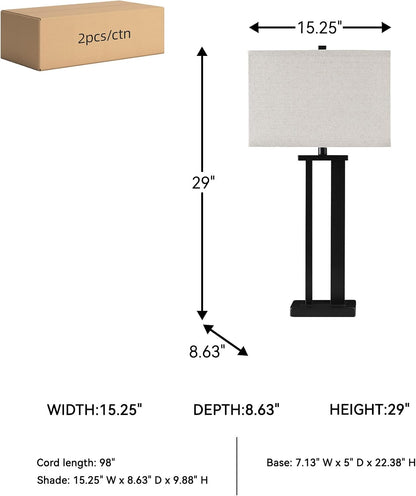 Signature Design by Ashley Aniela Table Lamp Set of 2, 29-Inch, Bronze | Solid Metal Base with a Rectangular Fabric Shade, Versatile 3 Way Lamps for Living Room Spaces and Narrow End Tables8