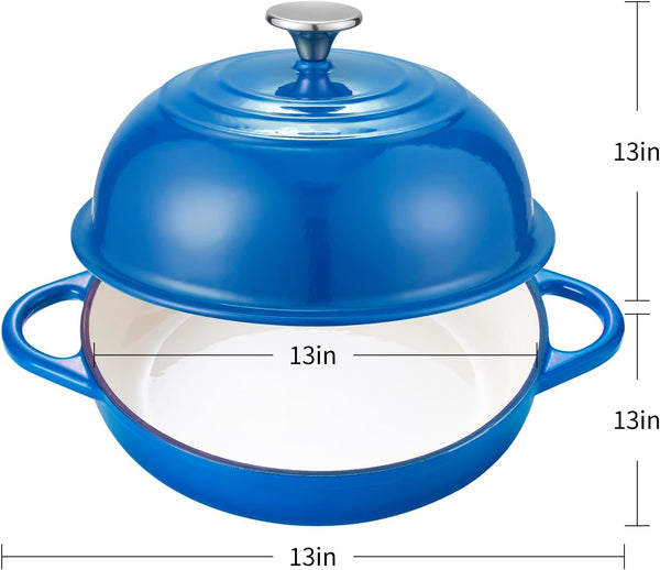 Dutch Oven Cast Iron Bread Oven with Cloche Dome Lid for Baking Sourdough, Artisan Bread, Pizza | Enameled Cast Iron Combo Cooker for Baking, Braising, Roasting | Magenta Enameled Finish9