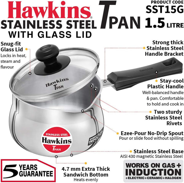 Stainless Steel Tpan 1.5L with Glass Lid2